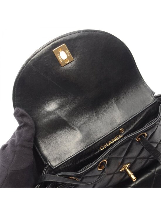 Chanel Backpack Quilted Black Lambskin Double Turnlock Chain main image 4